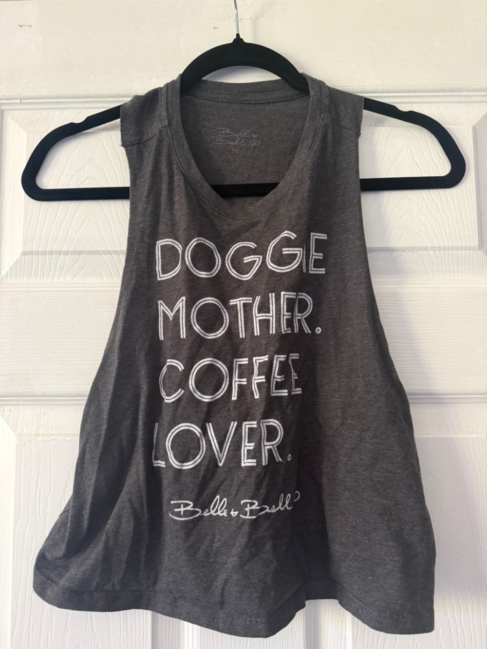 Elle Charcoal Gray "Dogge Mother. Coffee Lover." Crop Tank Top